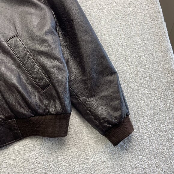 Emily Leather Military Flight Leather Bomber Jacket Men M Dark Brown Canada Made - Picture 4 of 12